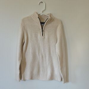 Boys Half Zip Sweater In Cream, 7/8Y
